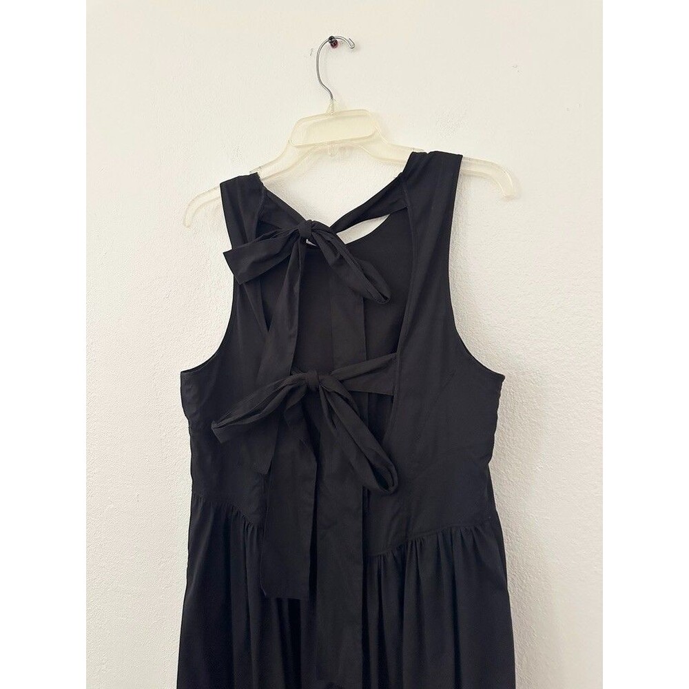 Cinq à Sept Benita Dress Tie Back Empire Waist Black Midi Cocktail Zip Womens 12 - Picture 7 of 12